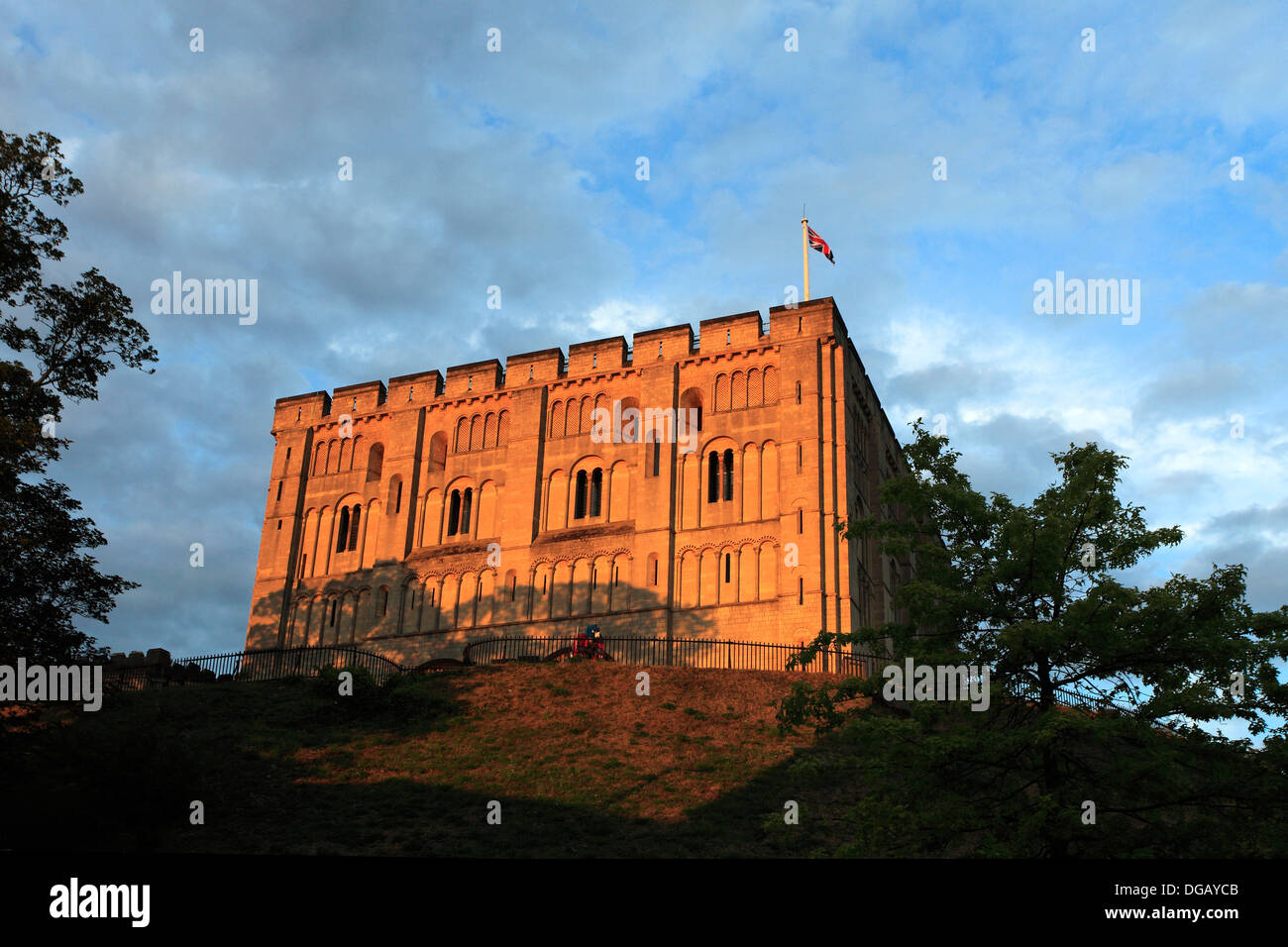Sunset view of Norwich Castle which now holds the Art Gallery and