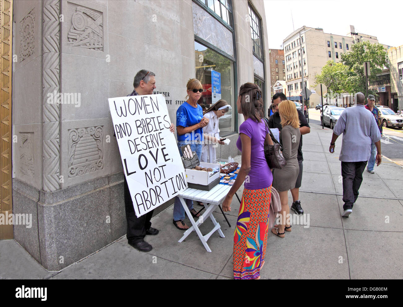 Abortion protesters Getty Square Yonkers New York Stock Photo