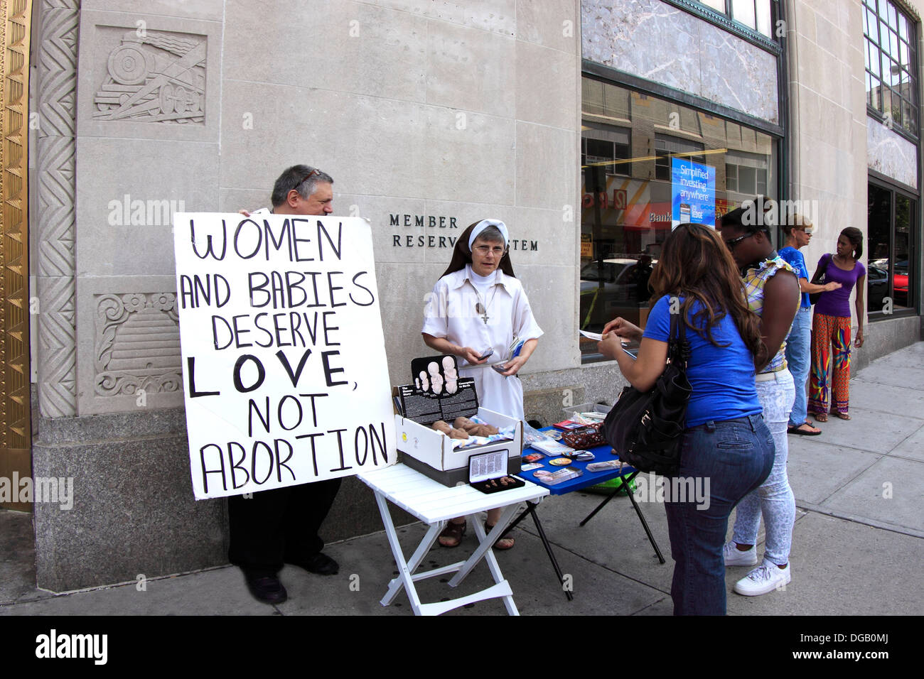 Abortion protesters Getty Square Yonkers New York Stock Photo