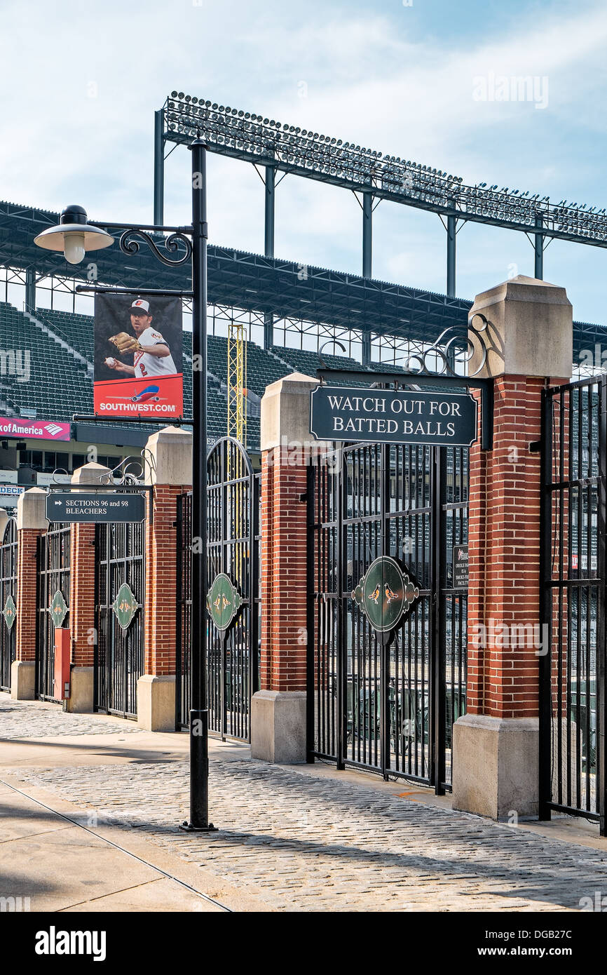 The rear side of Oriole Park Baseball Stadium at Camden Yards in ...