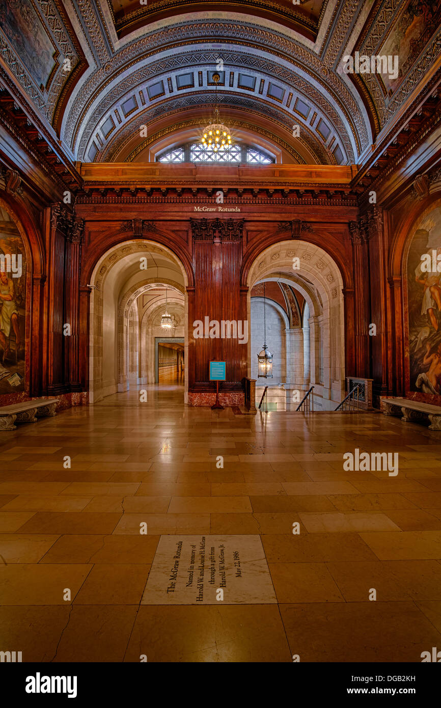 McGraw Rotunda hall at the Stephen A. Schwarzman building commonly known as the main branch of the NY Public Library. Stock Photo