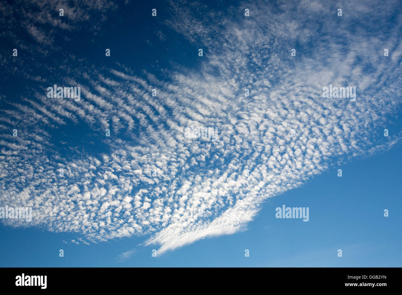 Mackerel sky patterns in high cloud over St Ives, cornwall, UK Stock