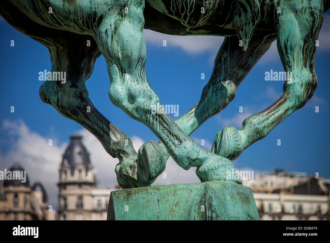 The equestrian statue at Pont Bir Hakeim by Dutch sculptor Wederlink - symbol of Reviving France, Paris France Stock Photo