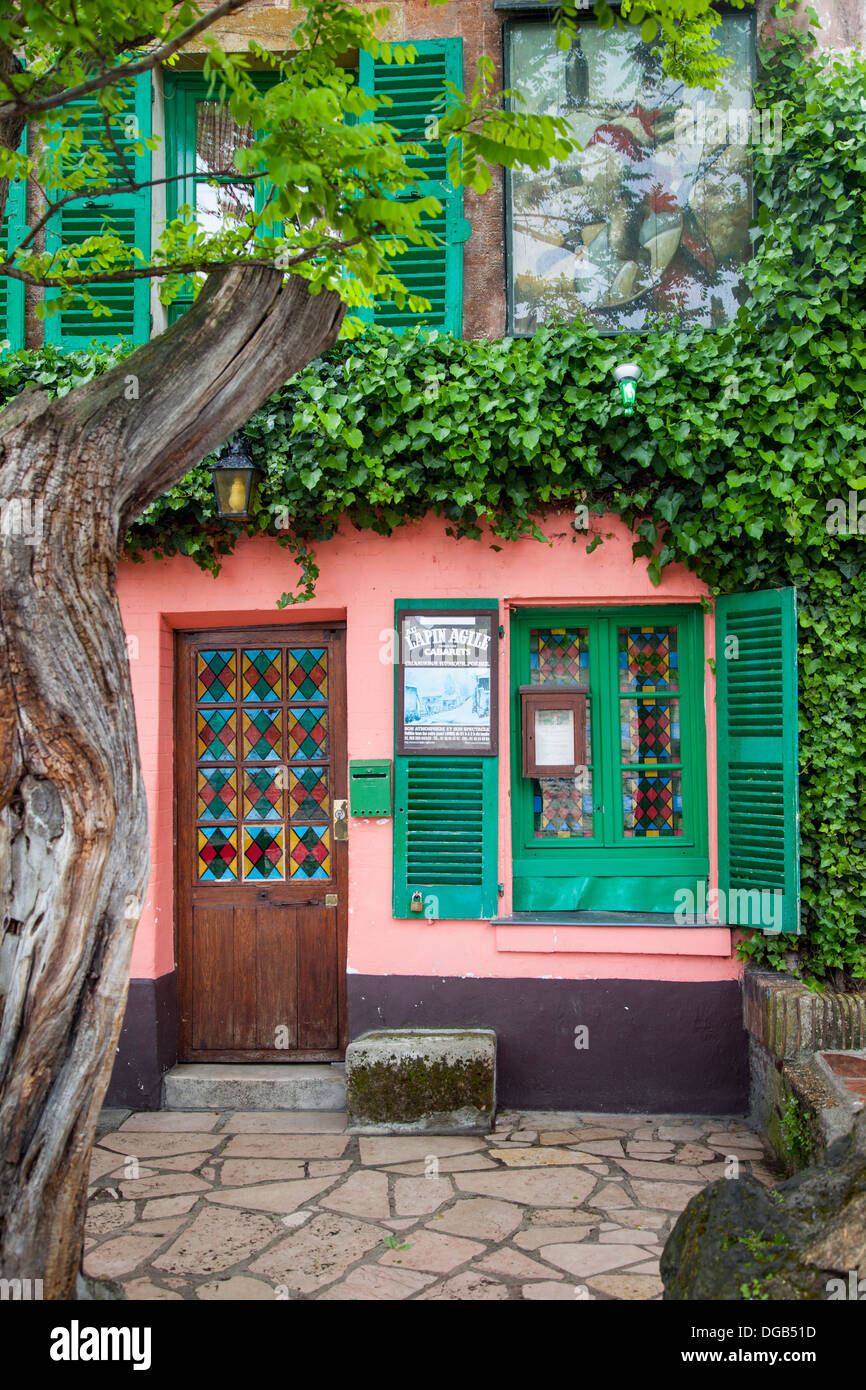 Au Lapin Agile (Agile Rabbit) Historic Cabaret along Rue des Saules, Montmartre, Paris France Stock Photo