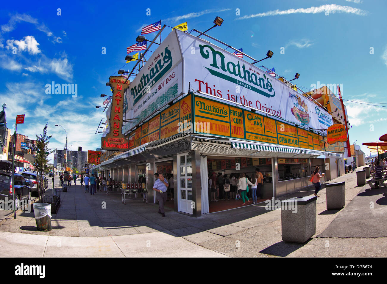 The original Nathan's Famous Hot Dogs Coney Island Brooklyn New York Stock Photo