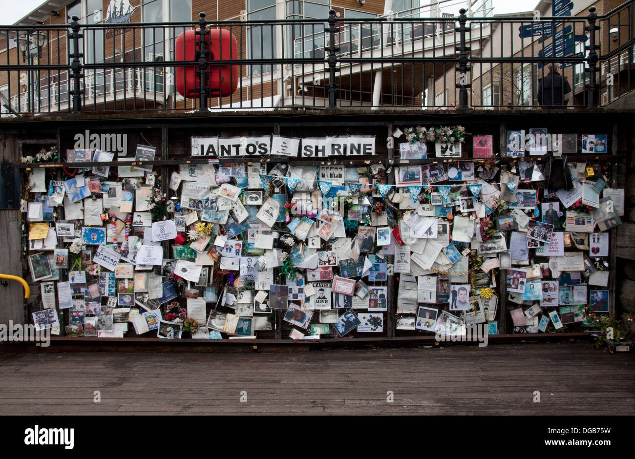 Shrine to Ianto Jones fictional character in the BBC television series Torchwood Stock Photo