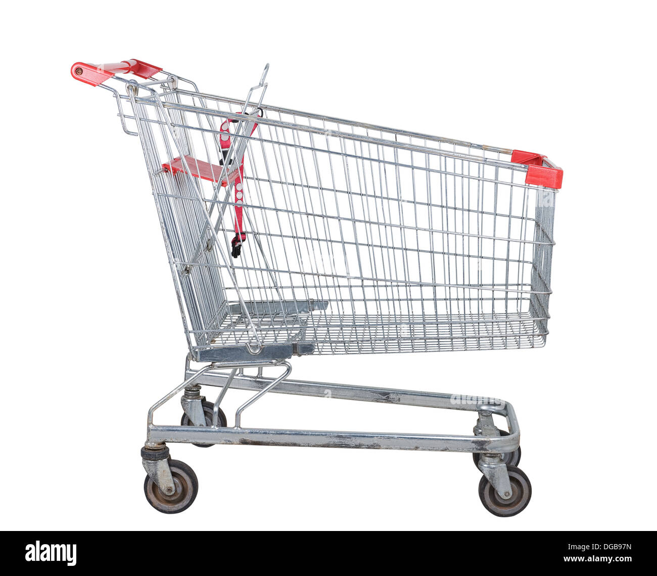 Empty used shopping trolley isolated on white background Stock Photo