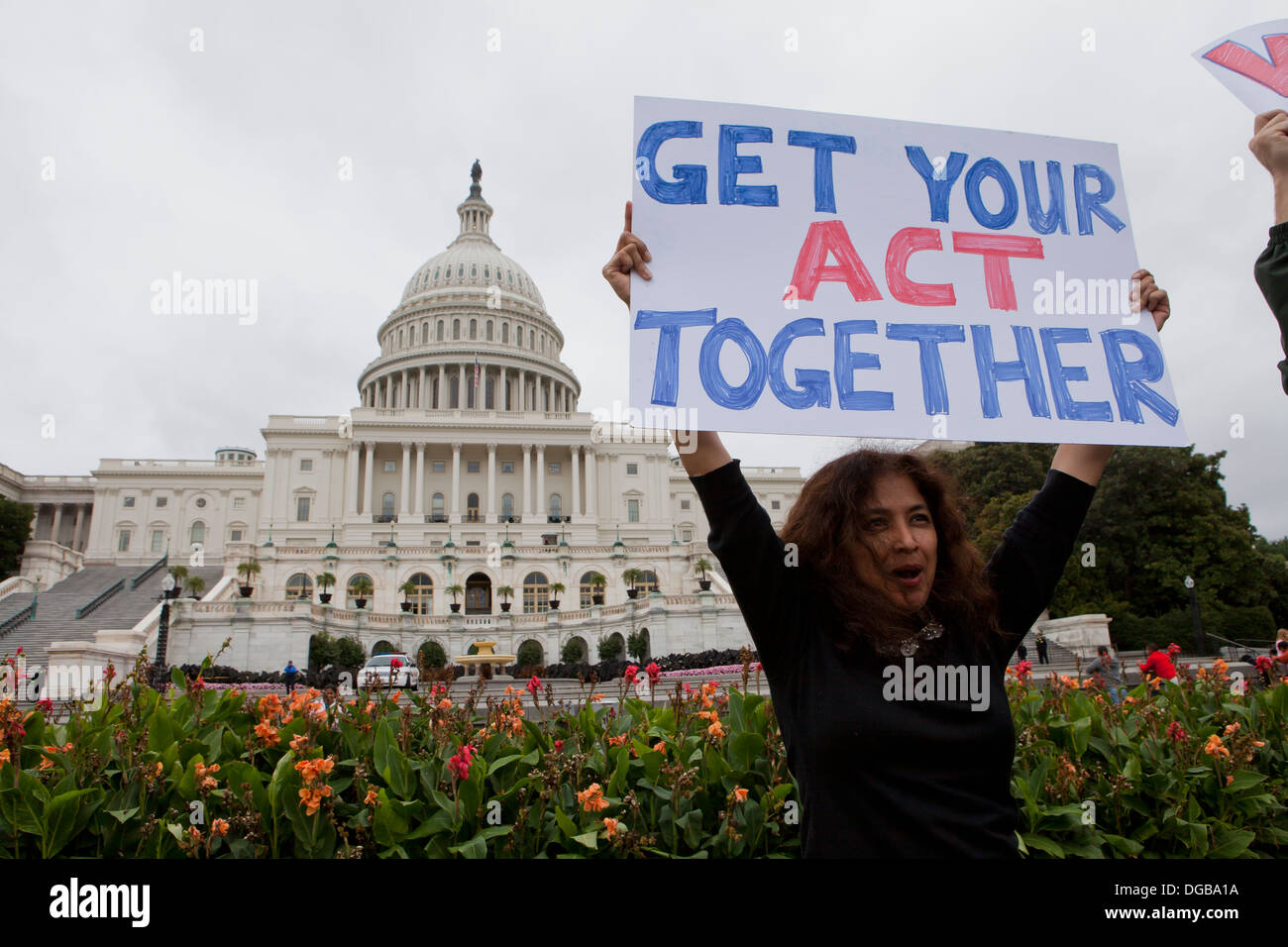 Furloughed federal government workers protesting in front of the US Capitol - Washington, DC USA Stock Photo