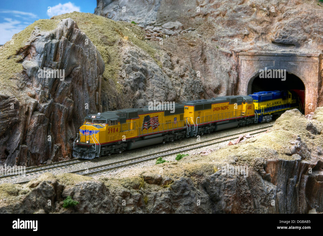 Union Pacific Model Railroad Train on a Club Layout Stock Photo Alamy