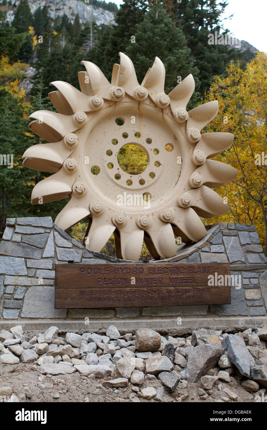 A Pelton wheel a water impulse turbine. Invented by Lester Allan Pelton