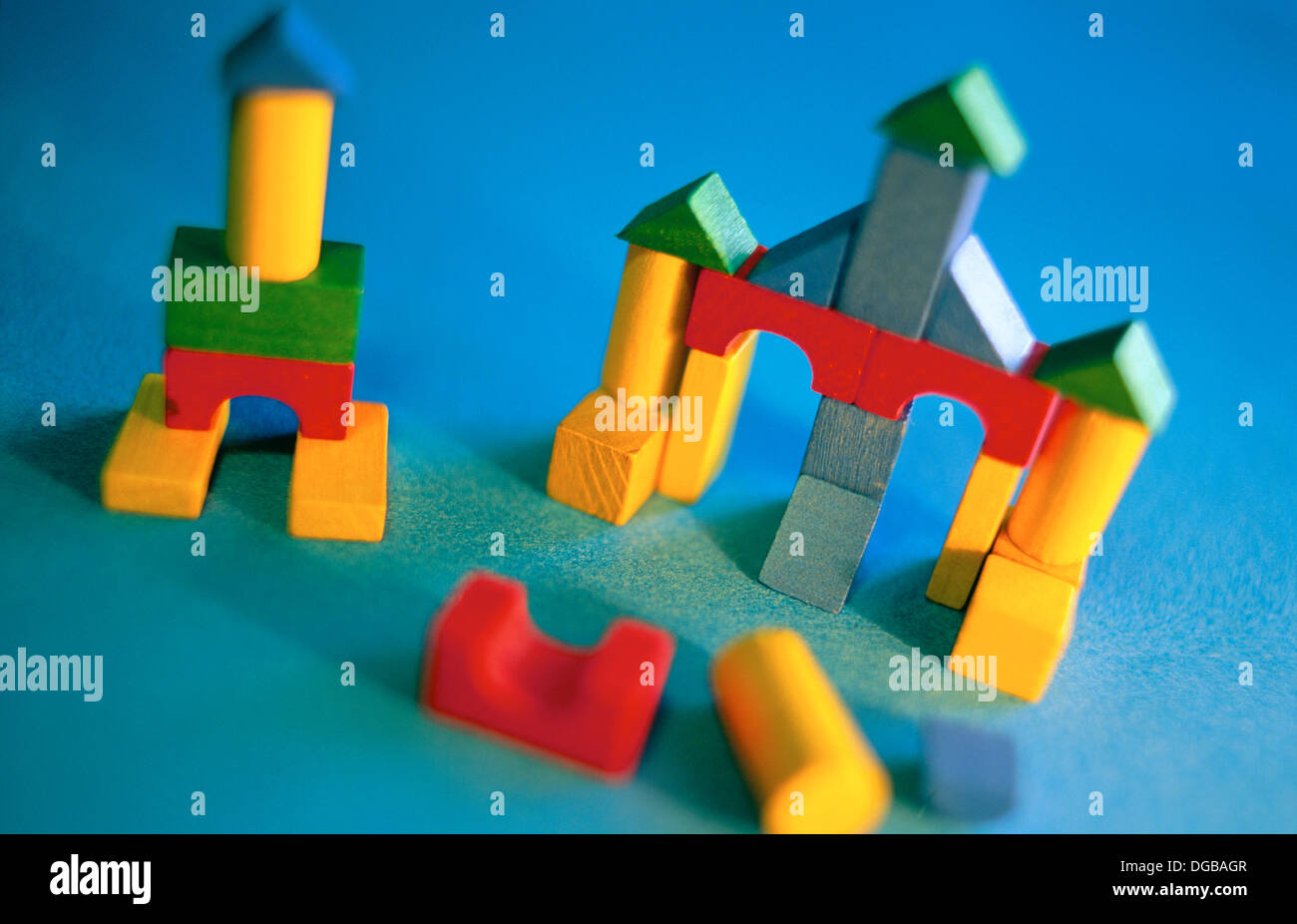 Wooden construction toy Stock Photo Alamy