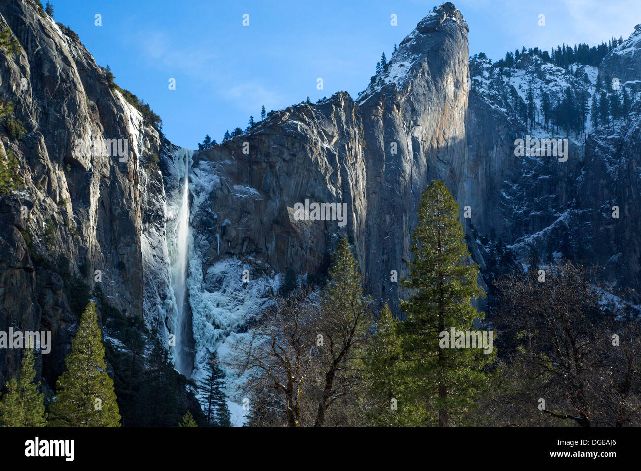 Bridalveil Fall in wintertime, Yosemite, California Stock Photo