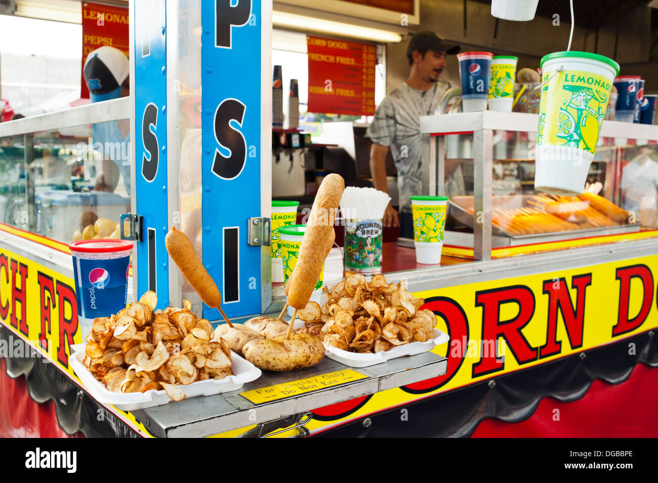 Corn dogs and carnival food at the Mountain State Fair in Asheville North Carolina Stock Photo