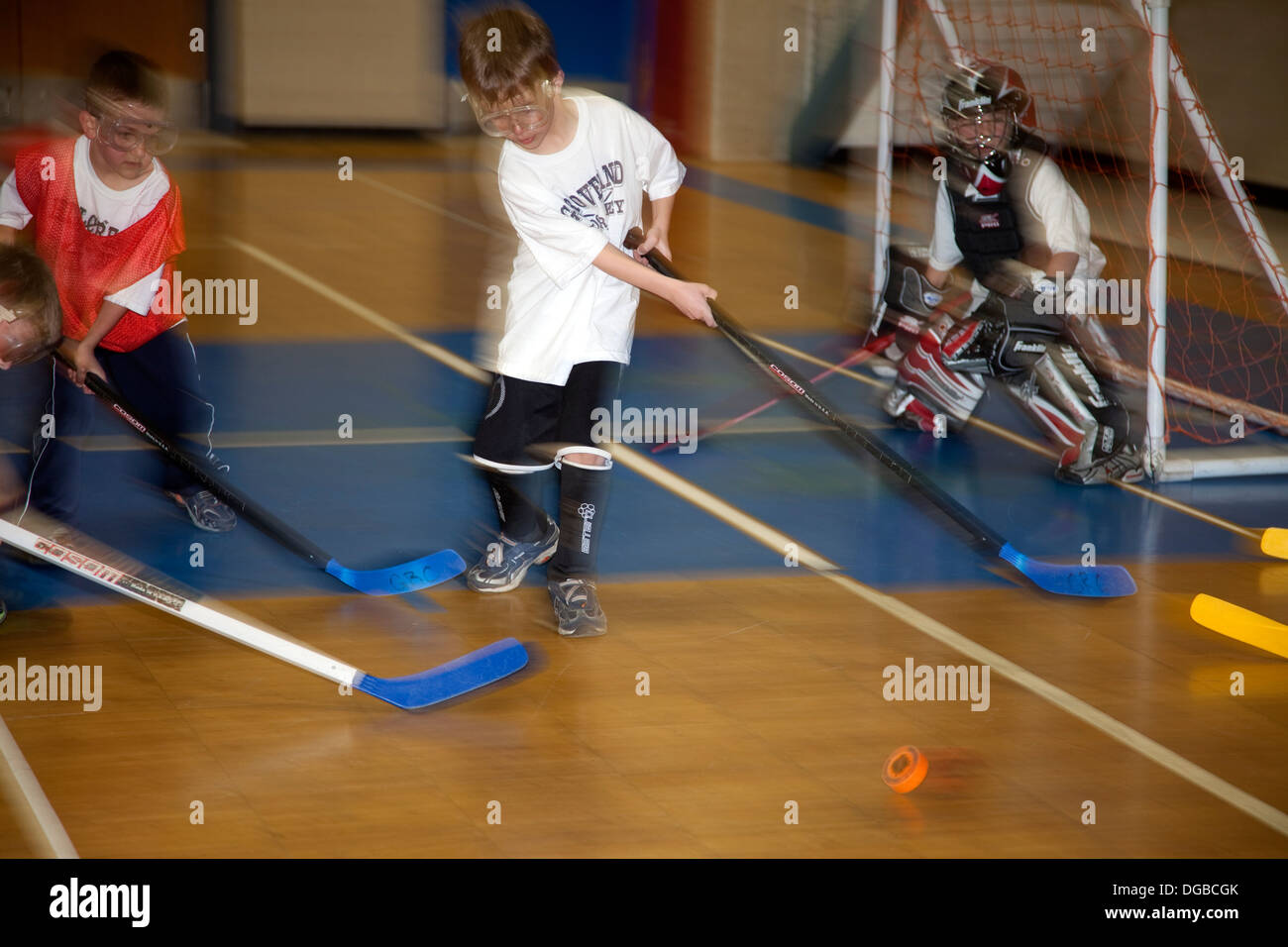 Boys Age 7 Playing Indoor Floor Hockey St Paul Minnesota Mn