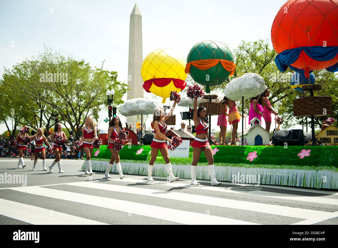 Cheerleaders for the Washington Wizards in the National Cherry Blossom festival Parade, Washington DC Stock Photo