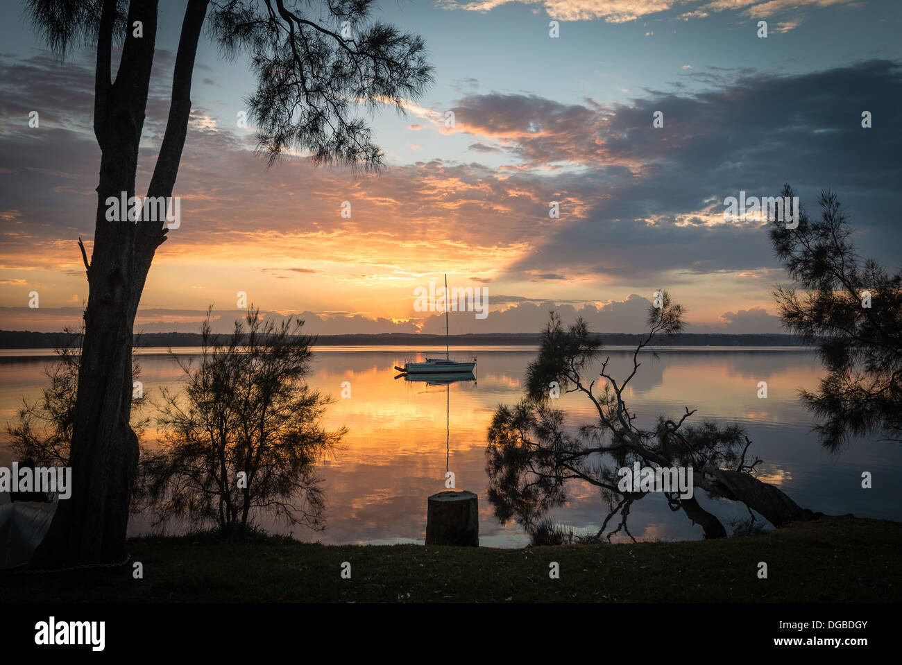 Lake MacQuarie sunrise Stock Photo