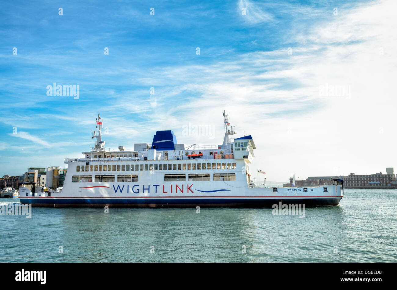 Wightlink the Isle of Wight car ferry departs on its journey across