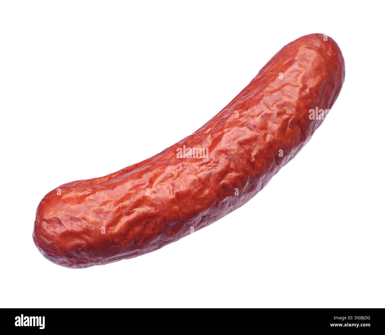 Homemade smoked sausage isolated on white background Stock Photo