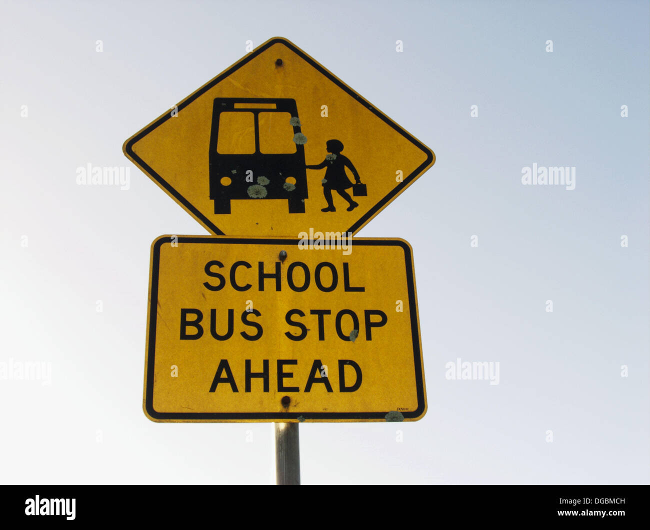 School bus stop ahead. Sign Stock Photo Alamy