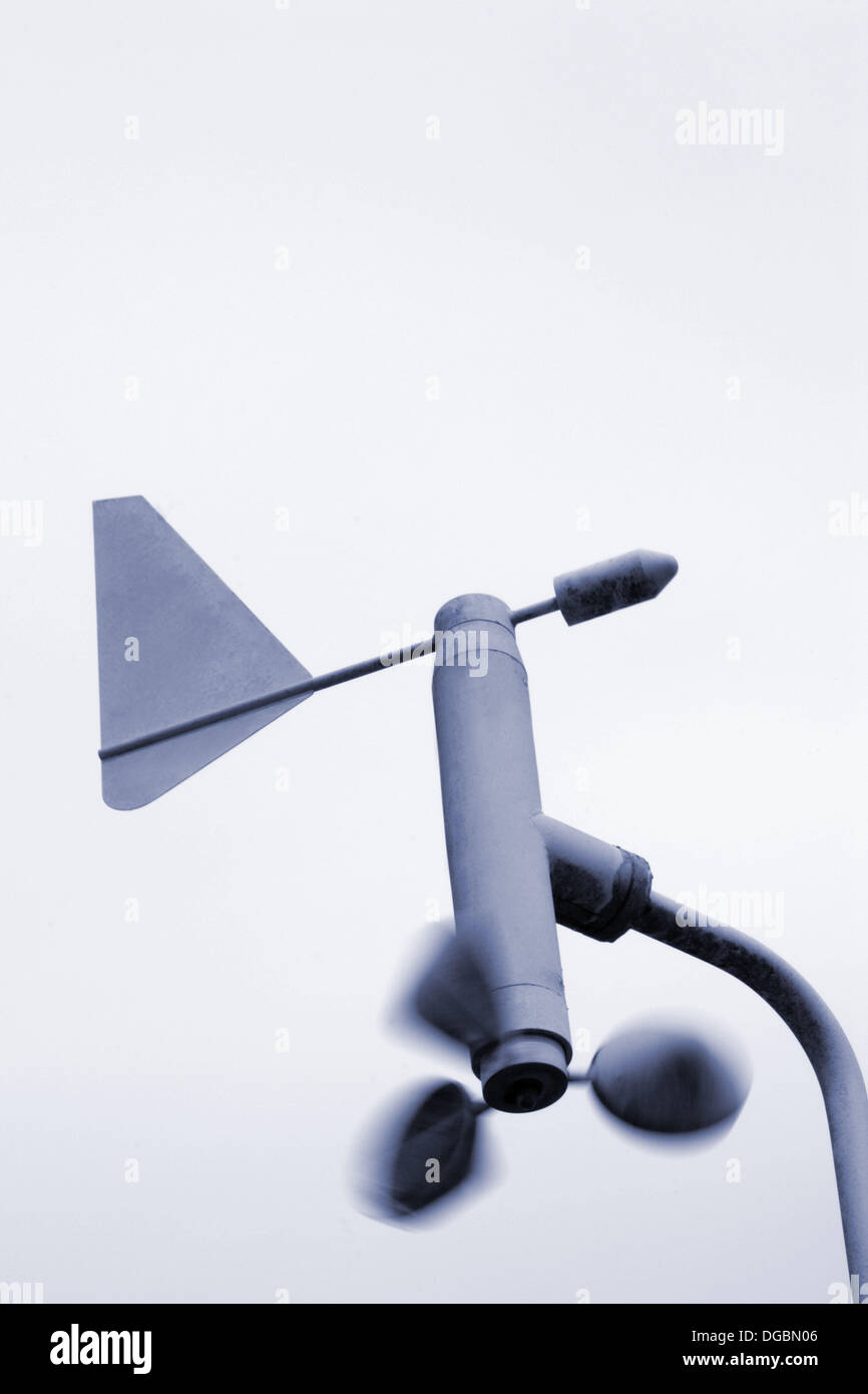 Weather vane instrument that records wind speed and direction Stock