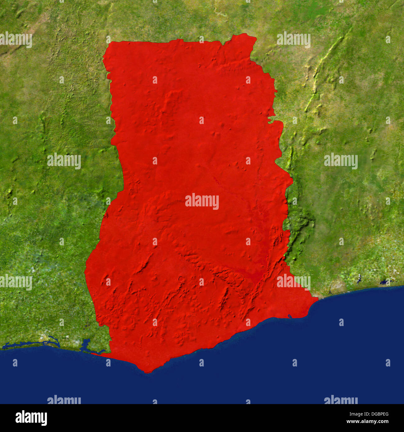Highlighted satellite image of Ghana Stock Photo Alamy