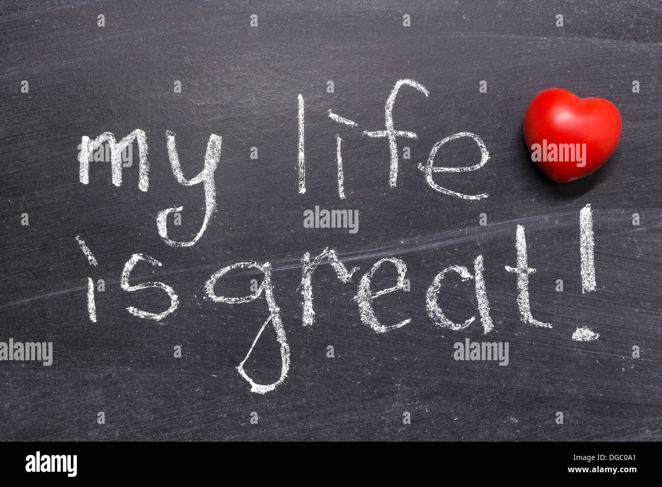 my life is great phrase handwritten on the school blackboard Stock Photo