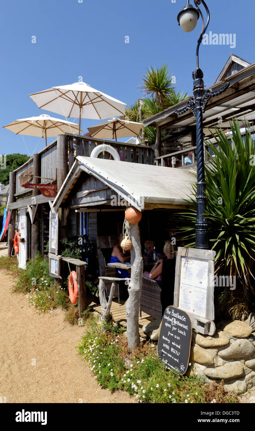 The Boathouse Seafood Restaurant, Steephill Cove,Whitwell, Ventnor, Isle of Wight, England, UK. Stock Photo