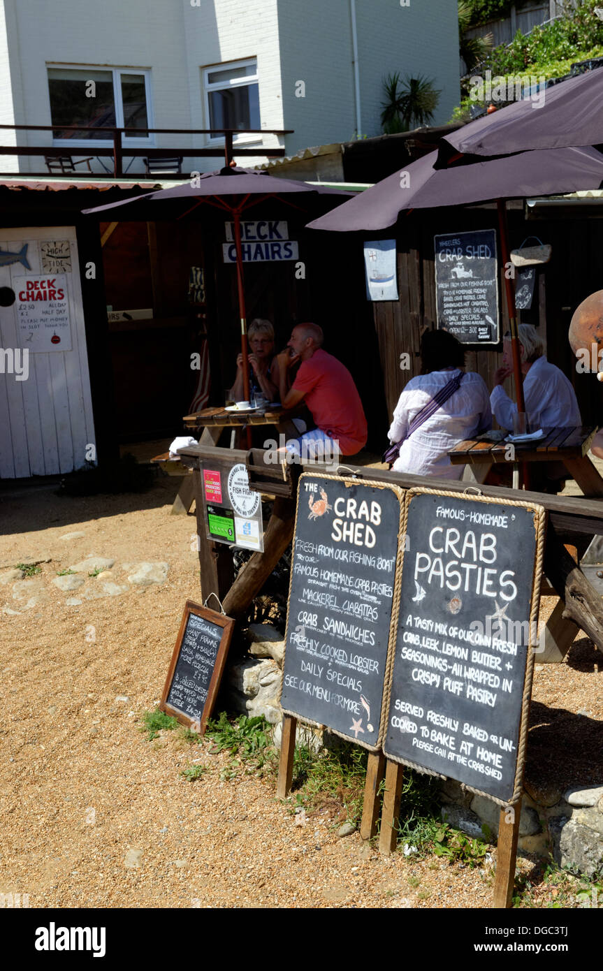 The Crab Shed Restaurant, Steephill Cove,Whitwell, Ventnor, Isle of Wight, UK, GB. Stock Photo