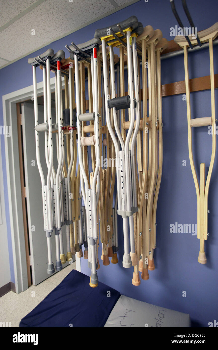 Racks of crutches Stock Photo Alamy