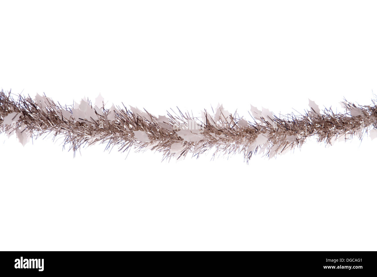 Silver christmas tinsel studio cut out Stock Photo