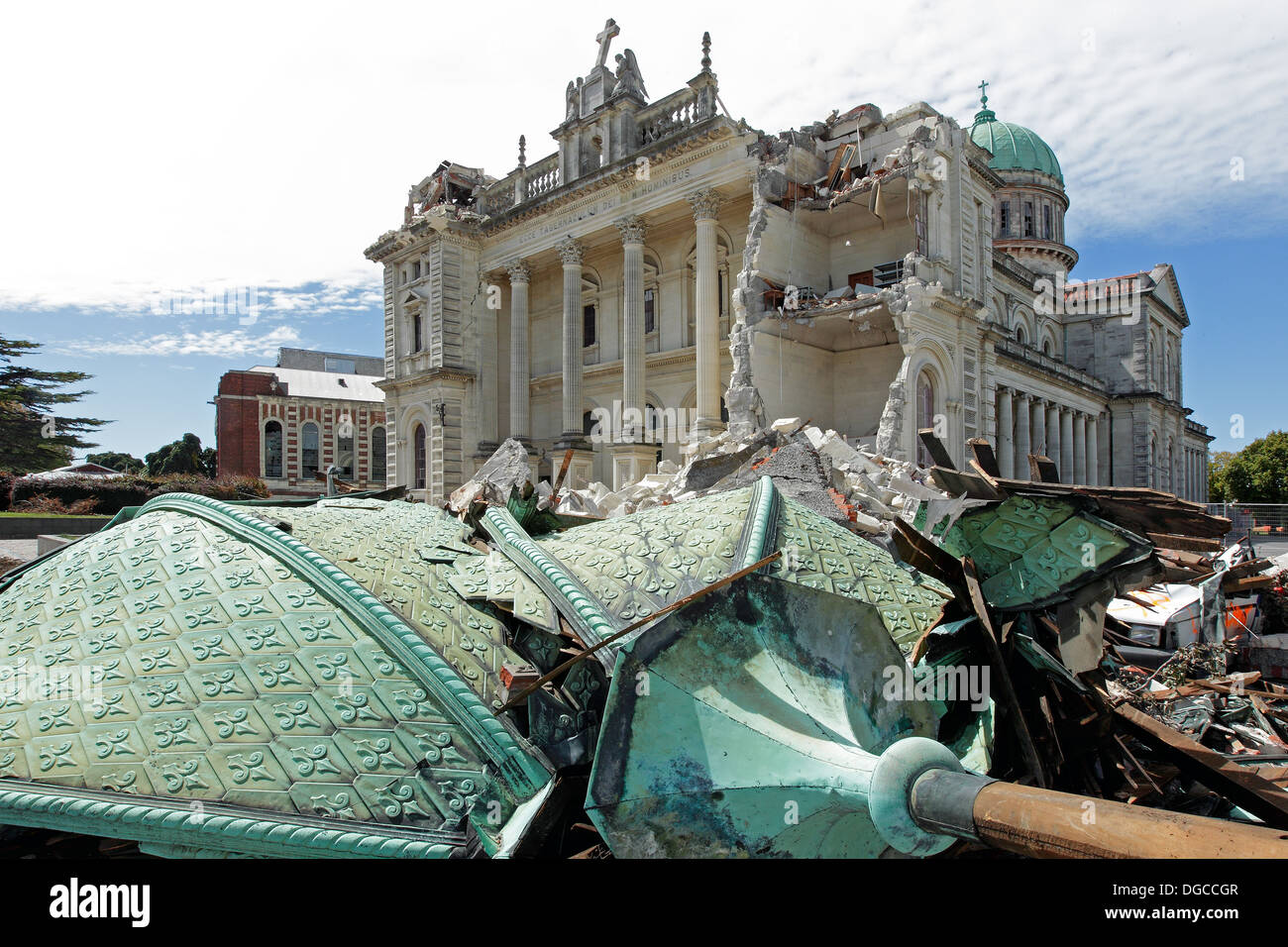 Christchurch after the earthquake - Catholic cathedral Stock Photo