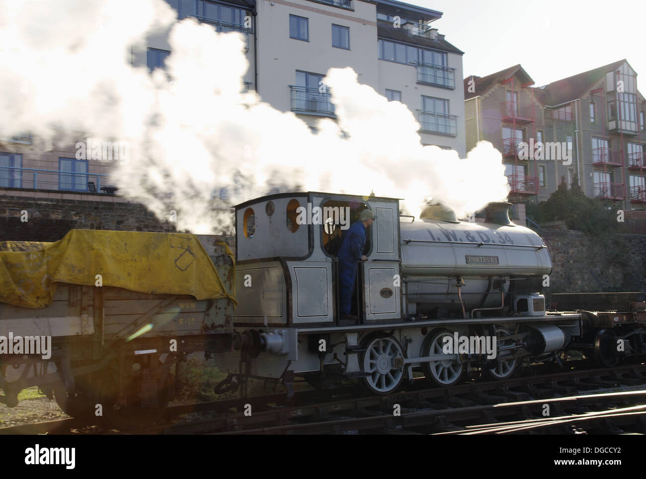 England, Avon, Bristol docks area, steam engine Stock Photo Alamy
