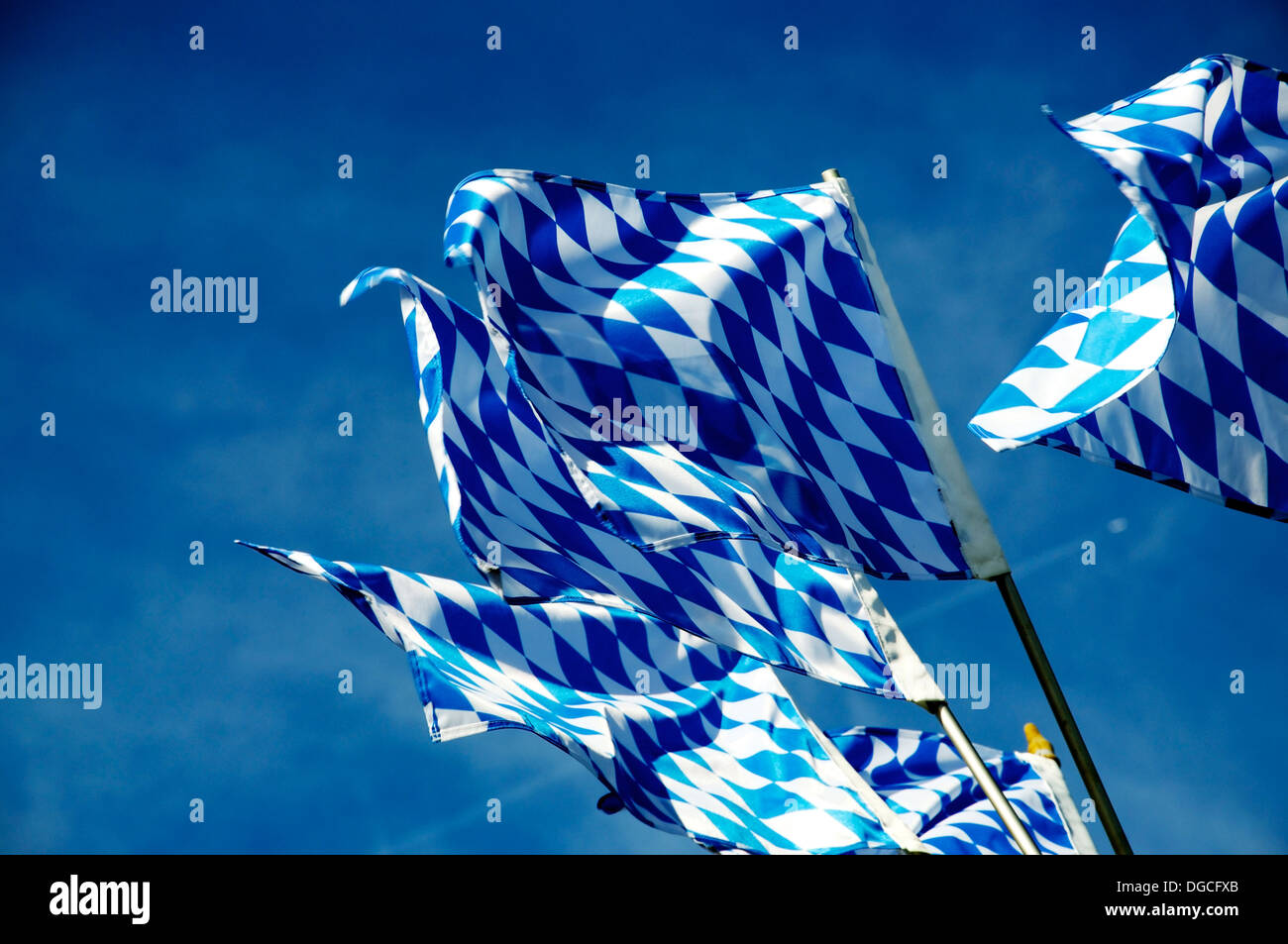Flags of the Land Bavaria in the southern Germany Stock Photo