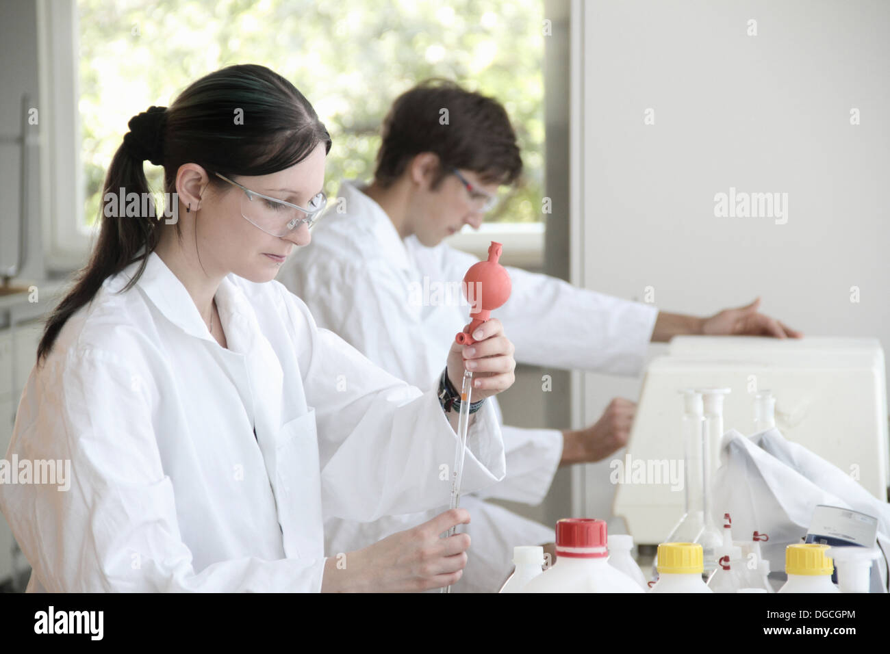 Chemistry students at work in lab Stock Photo Alamy