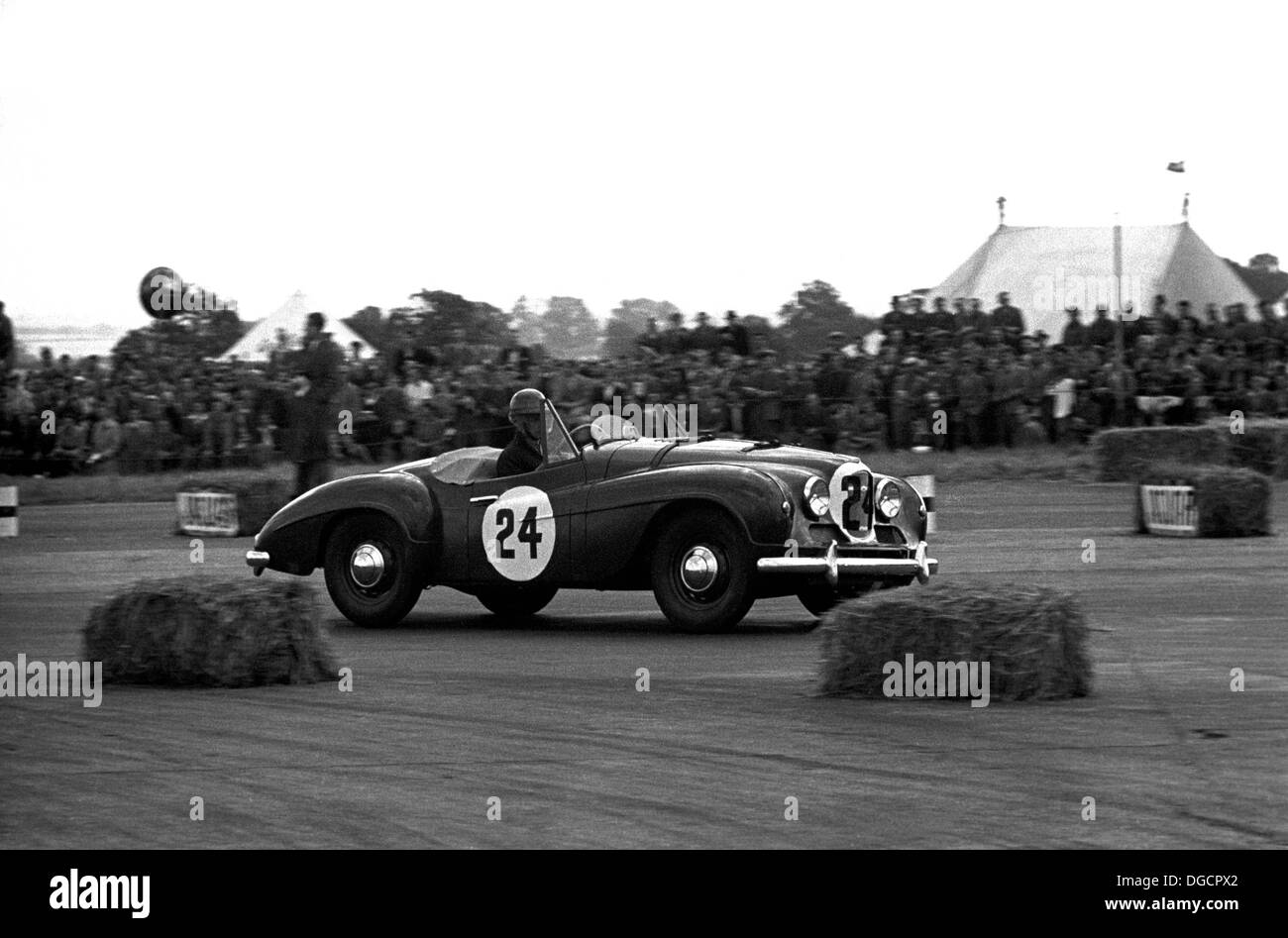 A Jowett Jupiter racing in the International Trophy at Silverstone, England 1950. Stock Photo
