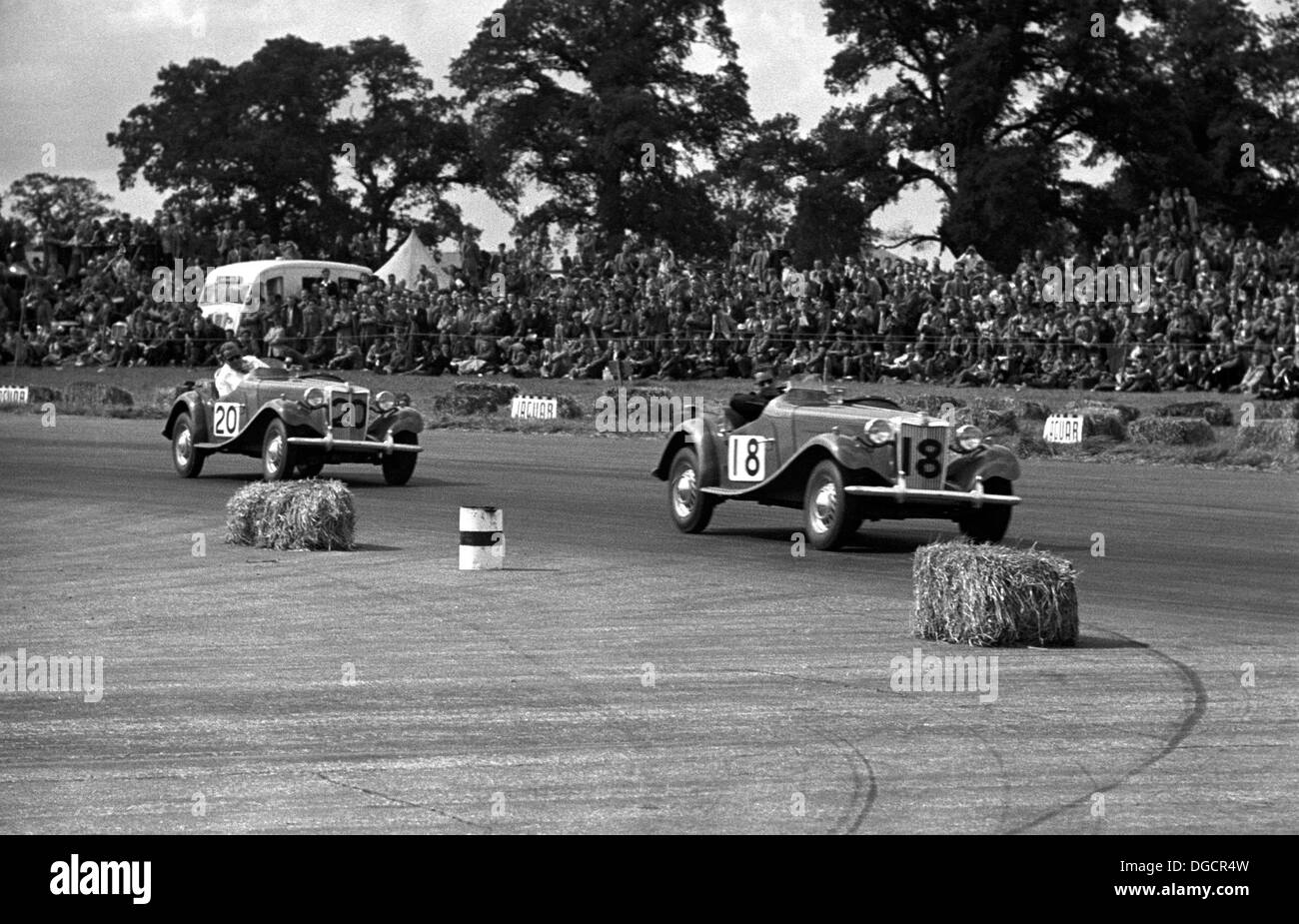 MG TCs racing in the International Trophy at Silverstone, England 1950. Stock Photo
