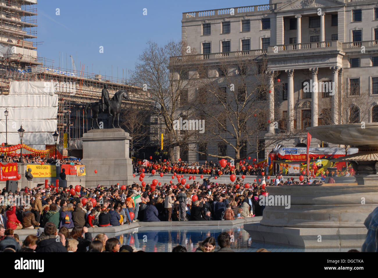 Chinese New Year celebrations - London,Trafalgar Square. Stock Photo