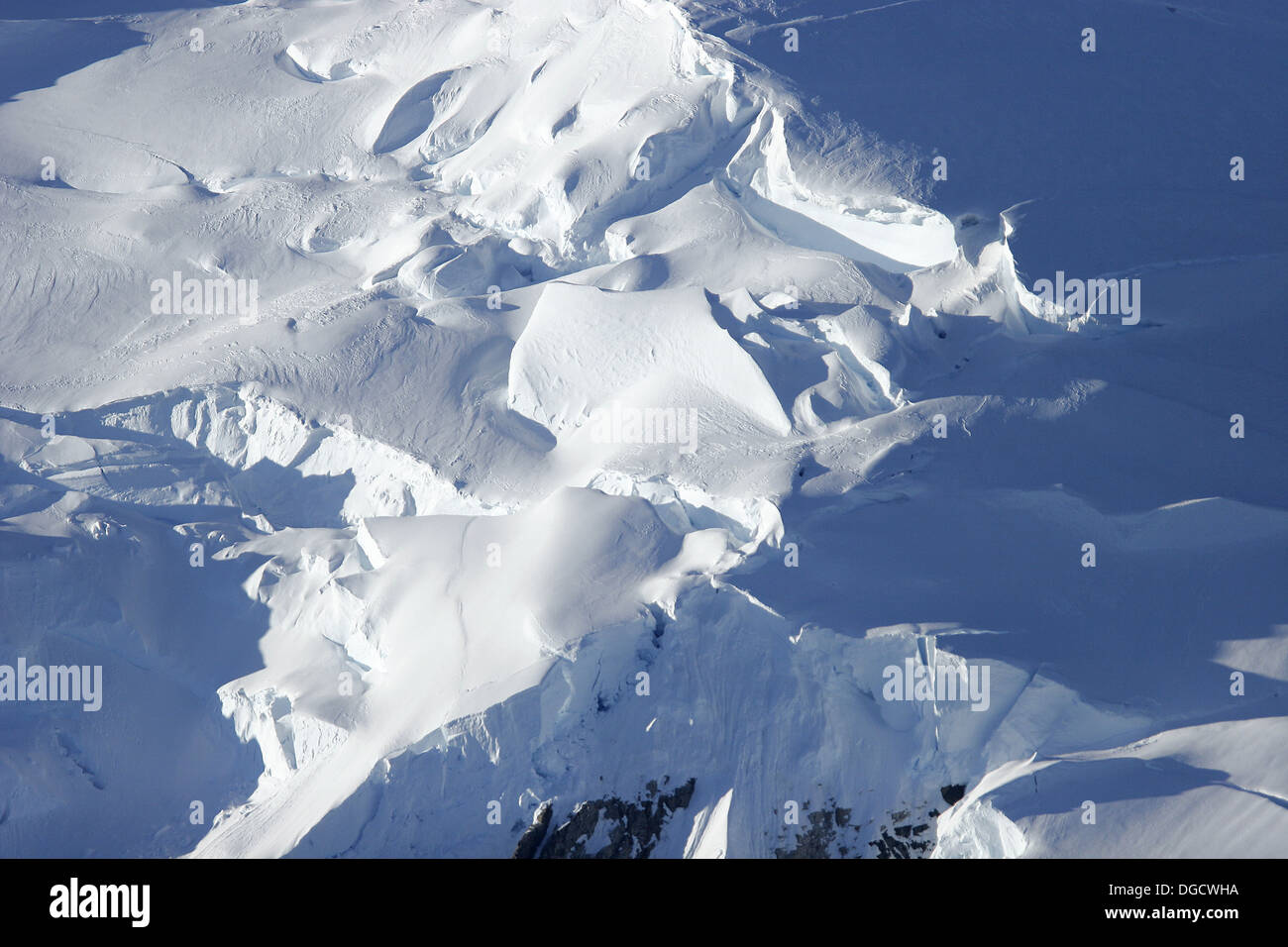 Snow Capped Mountains With Snow Cornices Near The Antarctic Stock