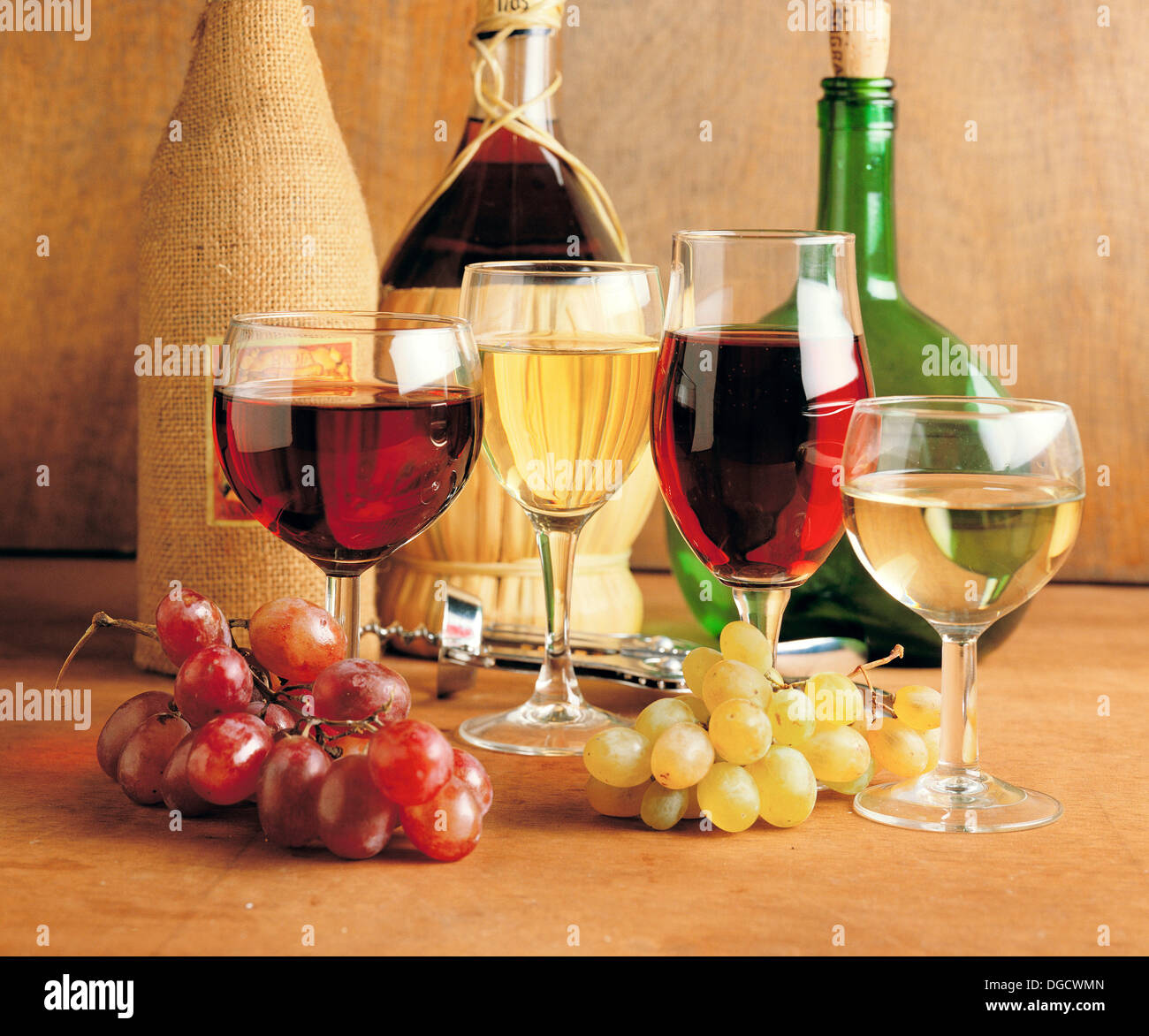 European wines: Rioja (Spain), Chianti (Italia) and Vinho verde (Portugal) Stock Photo