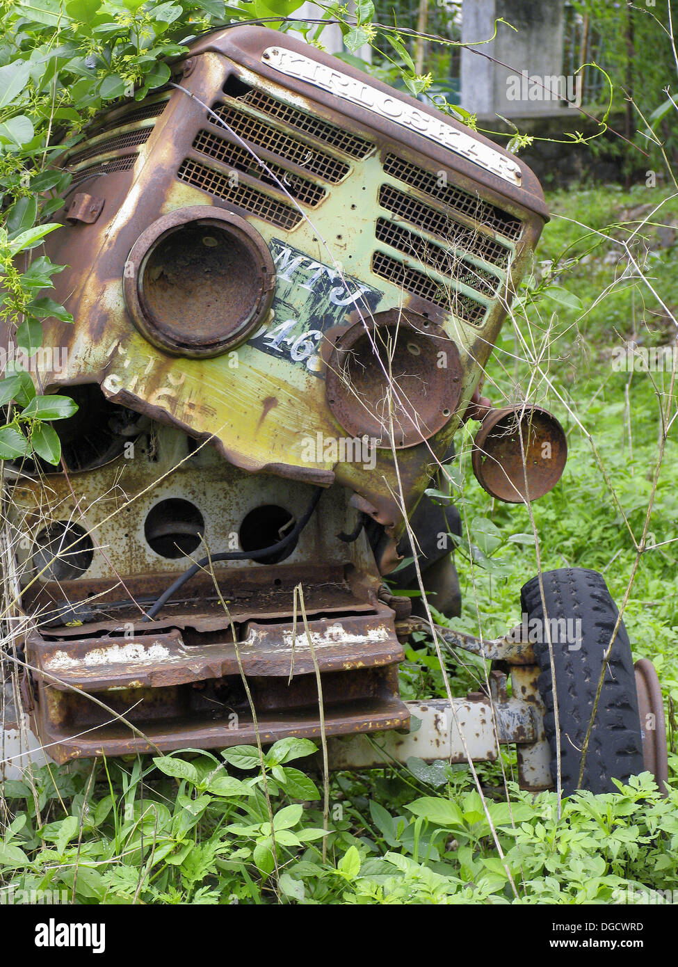 A Junk Tractor in junkyard in a village near sinhangad. Pune