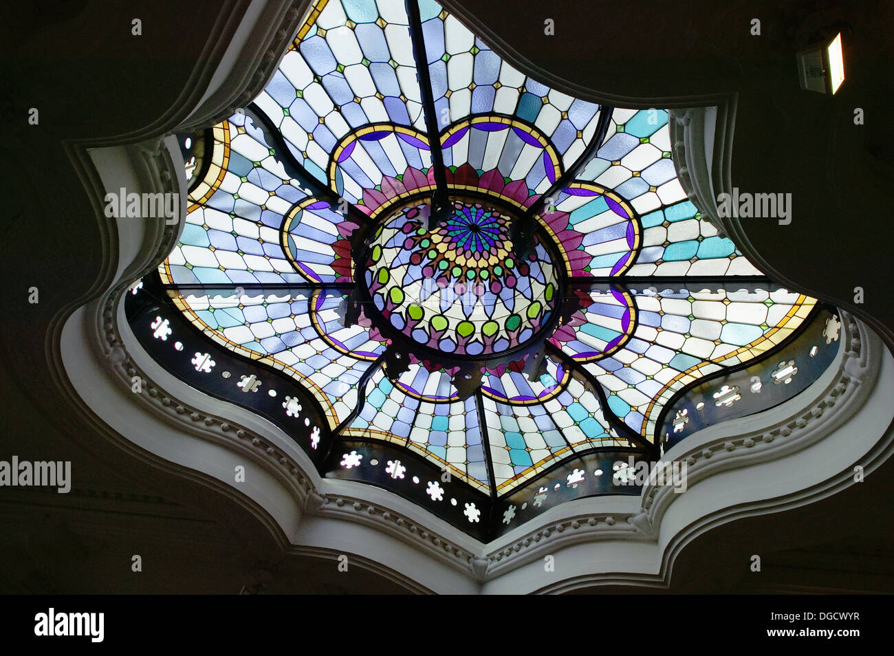 Art Nouveau interior of the Applied Arts Museum Josefvaros. Budapest. Hungary Stock Photo