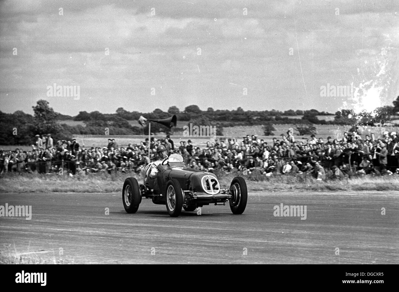 Bob Gerard driving an ERA in the International Trophy at Silverstone, England 1950. Stock Photo
