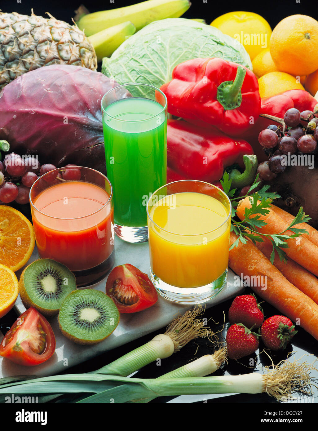Fruit and vegetable juices Stock Photo