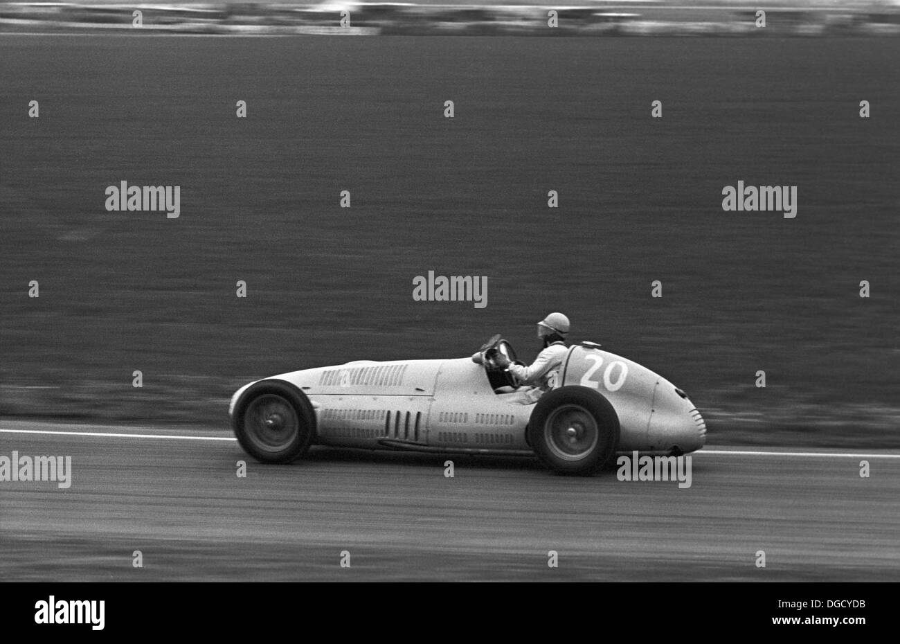 Prince Bira driving an OSCA V12 on it's debut at Goodwood, England, Easter  1951. Stock Photo
