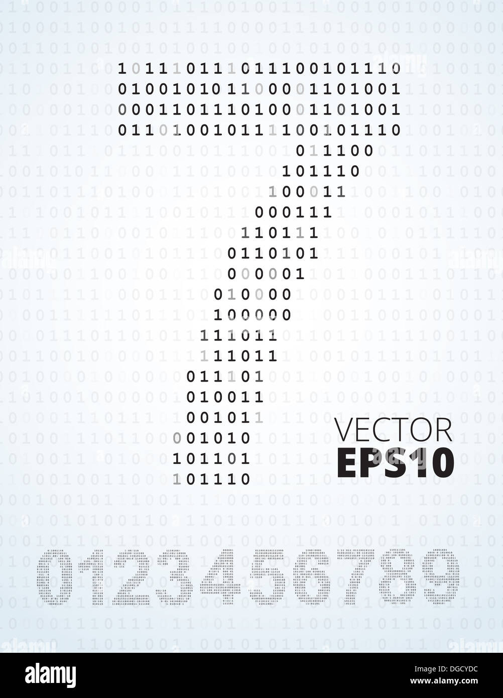Number 0-9, alphabet from binary code Stock Photo