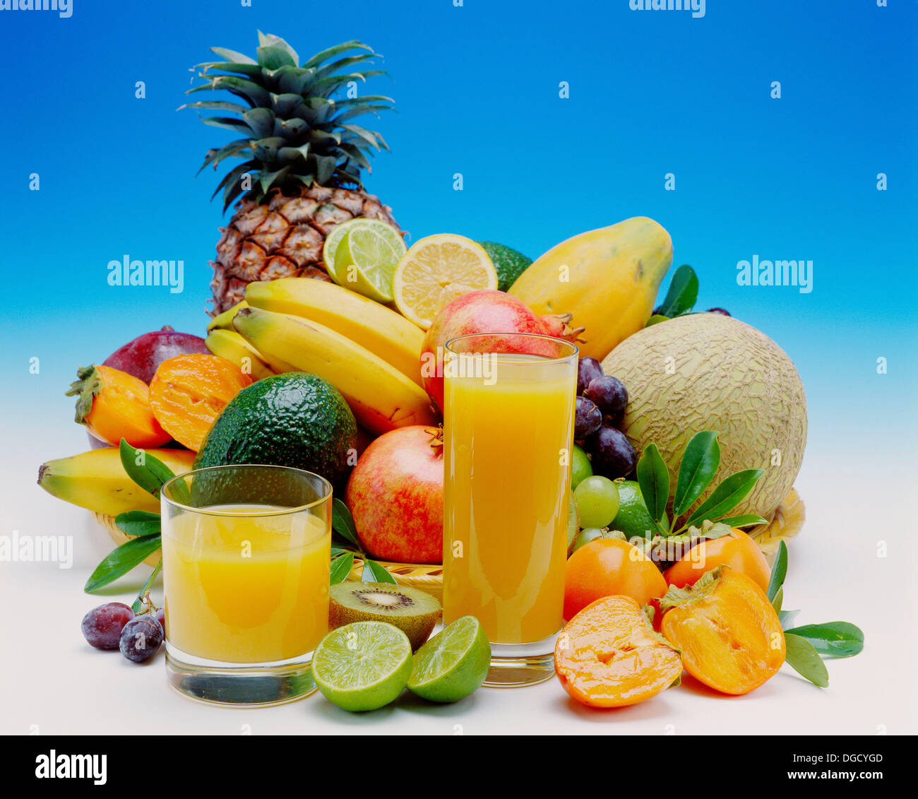 Tropical fruits juice Stock Photo Alamy