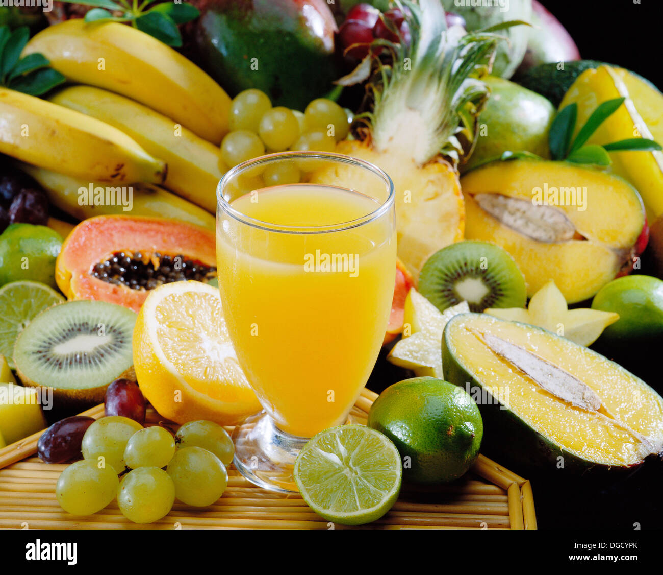Tropical fruits juice Stock Photo Alamy