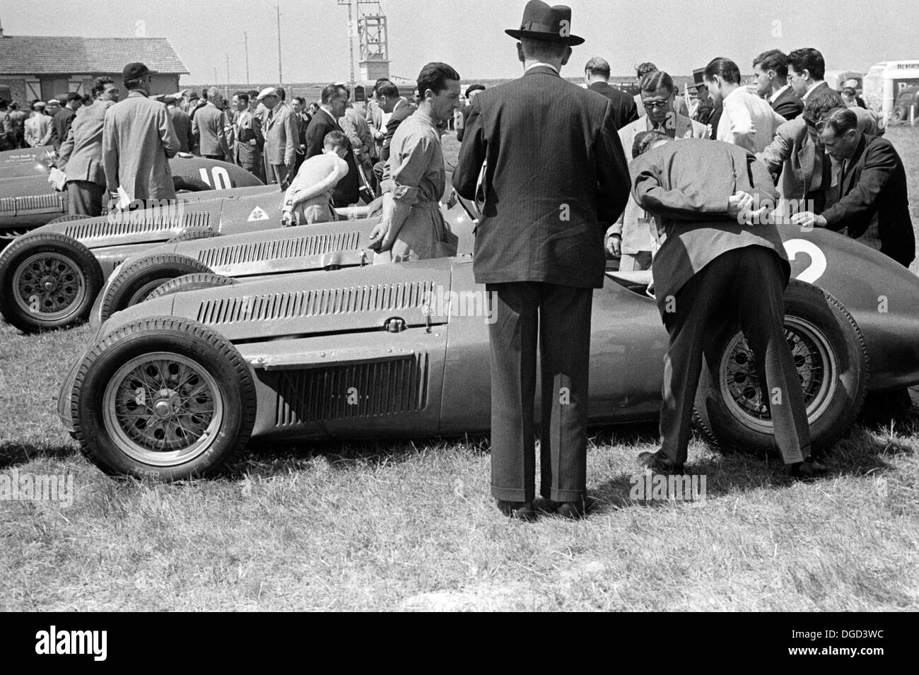 Alfa Romeo 158 Alfettas in the paddock at the French Grand Prix, Reims, France 1951. Stock Photo