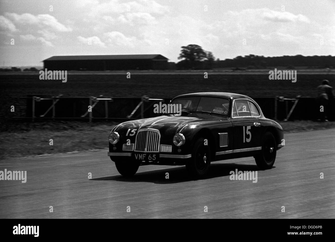 An Aston Martin DB2 competing in the  International Trophy at Silverstone, England 1950. Stock Photo