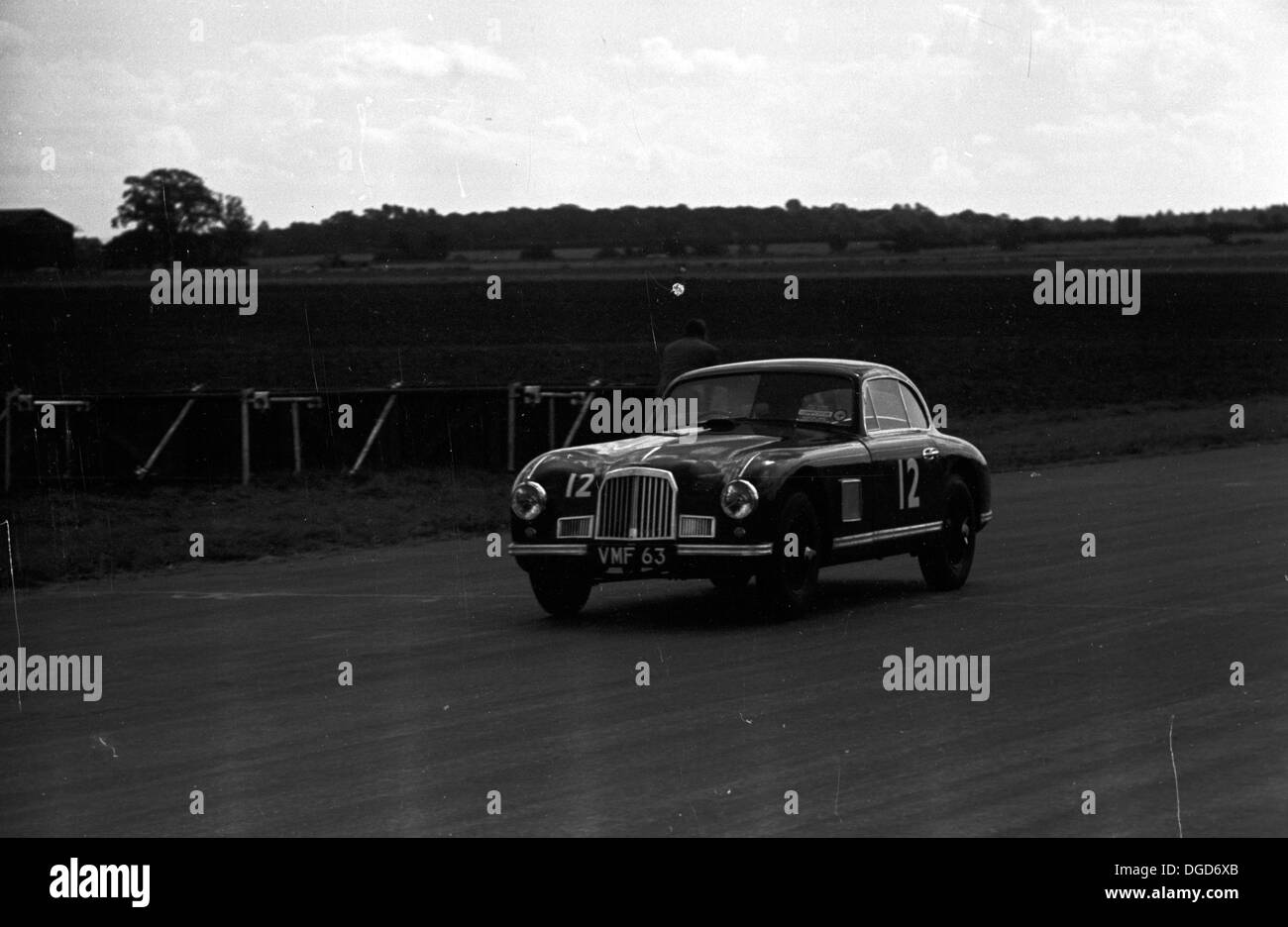 An Aston Martin DB2 competing in the  International Trophy at Silverstone, England 1950. Stock Photo